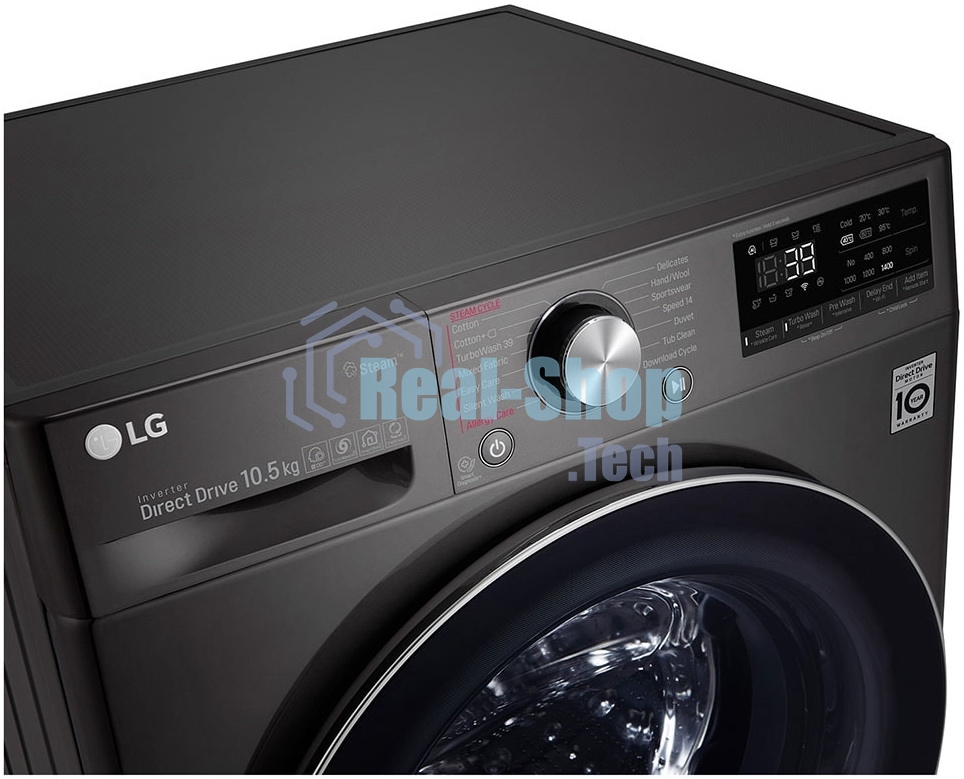 Стиральная машина LG F4V9RWP2E черный, загрузка фронтальная 10.5 кг, 1400 об/мин, класс A+++