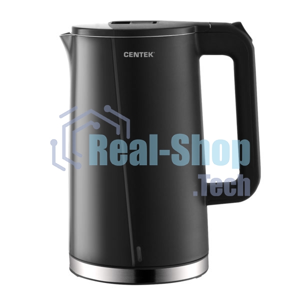 Чайник электрический Centek CT-0005 черный, 1.7 л, 2200 Вт, бесшовная колба, двойные стенки, эффект термоса