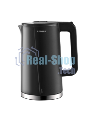 Чайник электрический Centek CT-0005 черный, 1.7 л, 2200 Вт, бесшовная колба, двойные стенки, эффект термоса