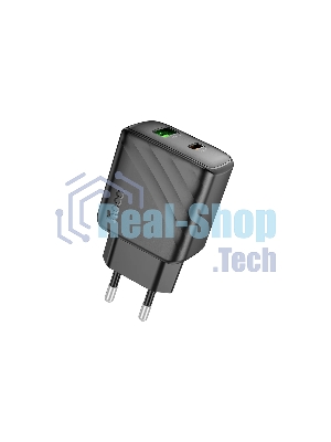 Сетевое зарядное устройство Hoco 30Вт, 3А, QC3.0/PD, 1хUSB, 1хType-C, CS23A, черный, коробка