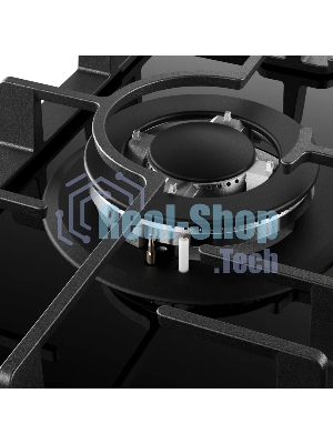 Варочная поверхность Kuppersberg FG 41 B, газ, High-Tech, 45 см, автоматический электроподжиг, газ-контроль, форсунки под сжиженый газ, SABAF конфорки, WOK конфорка, чугунные решетки, цвет черный, цвет фурнитуры черный