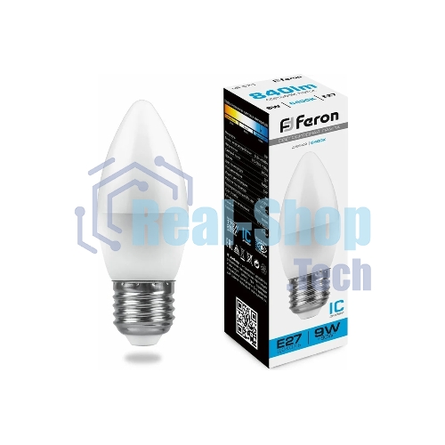 Лампа светодиодная Feron LB-570 9W 230V E27 6400K свеча