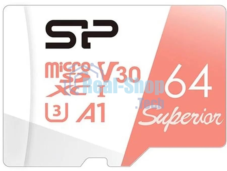 Флеш карта microSD 64Gb Silicon Power Superior A1 microSDXC Class 10 UHS-I U3 100/80 Mb/s (SD адаптер)