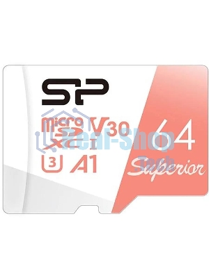 Флеш карта microSD 64Gb Silicon Power Superior A1 microSDXC Class 10 UHS-I U3 100/80 Mb/s (SD адаптер)