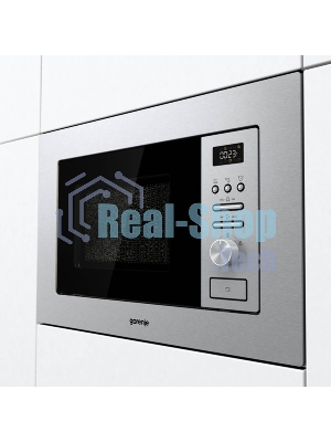 Встраиваемая микроволновая печь Gorenje BM201AG1X серебристый/черный, 20 л, 800 Вт, переключатели - кнопки, поворотный механизм