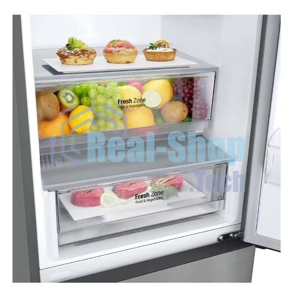 Холодильник LG GC-B459ANMW серебристый двухкамерный 234/110л морозилка снизу, No Frost
