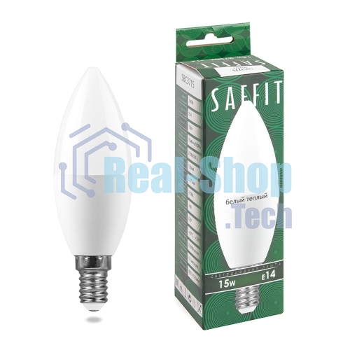 Лампа светодиодная SAFFIT SBC3715 LED 15Вт Е14 теплый матовая свеча