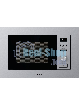 Встраиваемая микроволновая печь Gorenje BM201AG1X серебристый/черный, 20 л, 800 Вт, переключатели - кнопки, поворотный механизм