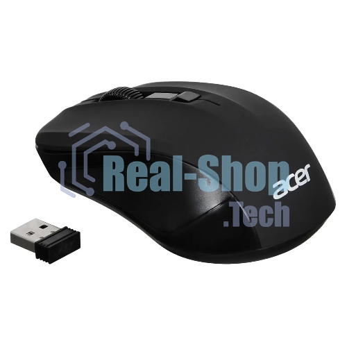 Мышь беспроводная Acer OMR010 черный, 1200 dpi, радиоканал, USB, кнопки - 3
