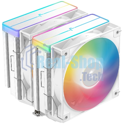 Кулер для процессора DEEPCOOL AG620 WH ARGb V2 LGA20XX/1700/1200/115X/AM5/AM4 (9шт/кор, TDP 260W, PWM, ARGb DUAL Fan 120мм, 6 тепл. трубок, белый) RET