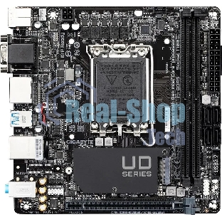 Материнская плата Gigabyte H610I, LGA 1700, Intel H610, 2xDDR5, 4xSATA, 1xM.2, 1xPCIe 4.0 x16, 1xHDMI, 1xVGA, 2xDP, 1x 1Gb LAN, 2xUSB-A 3.2 Gen 1, 4xUSB-A 2.0, 3x 3.5 мм, 7.1, Mini-ITX