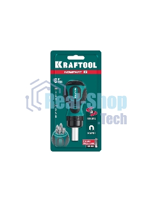 Набор KRAFTOOL 26190-H7 отвертка реверсивная с битами SL3/5/6мм PH1/2/3 7шт