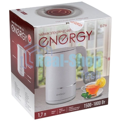 Чайник Energy E-216 1.7 л, белый, двойной корпус (164156)