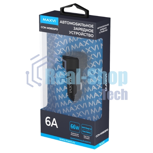 Автомобильное зарядное устройство Maxvi CCM-MS605PD 66W 6A (2xType-C, QC3.0 PD3.0) черный