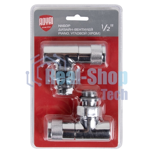 Набор дизайн-вентилей, PIANO, угловой (хром) 1/2