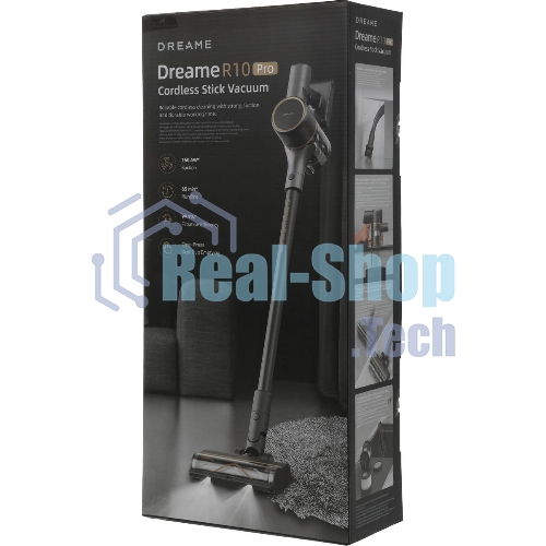 Пылесос вертикальный Dreame Cordless Vacuum Cleaner R10 Pro черный, питание от аккумулятора, 150 Вт, уборка сухая, пылесборник 0.6 л