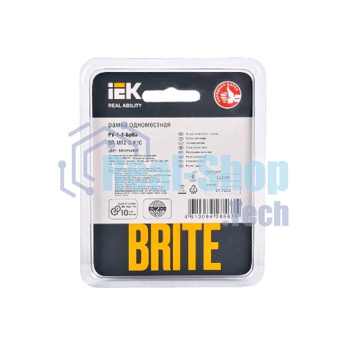 Рамка 1-мест. IEK BRITE РУ-1-2-БрВа стекло ванильный