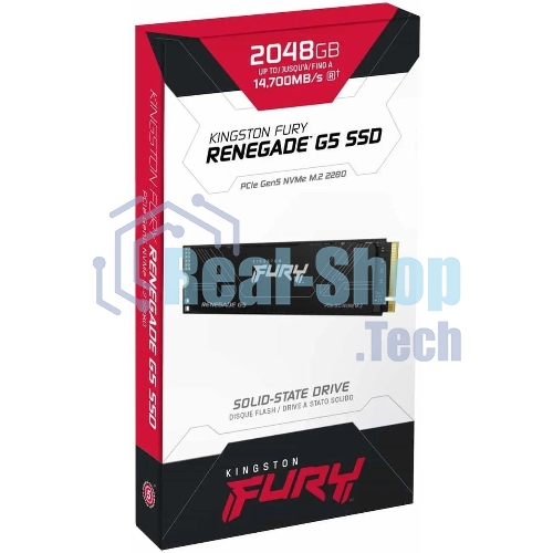 Накопитель SSD Kingston Fury Renegade, 2Tb, M.2(22x80мм), NVMe, PCIe 5.0 x4, 3D TLC, R/W 14700/14000Mb/s, IOPs 2 200 000/2 200 000, TbW 2000, DWPD 0.5 (12 мес)