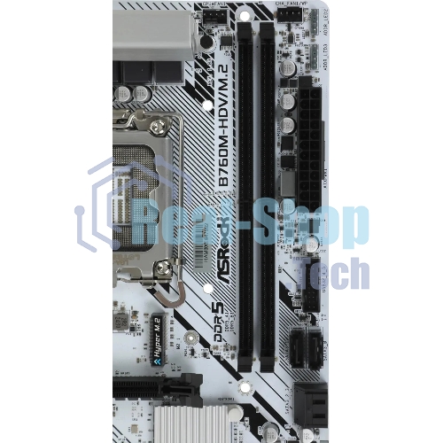 Материнская плата ASRock B760M-HDV/M.2, LGA 1700, Intel B760, 2xDDR5, 4xSATA, 2xM.2, 1xPCI-E 4.0 x16, 2xPCI-E x1, 1xDP, 1xHDMI, 1xVGA, 1x 2.5Gb LAN, 2xUSB-A 3.2 Gen 1, 3xUSB 2.0, 3x3.5 мм, 7.1, Micro-ATX