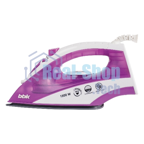 Утюг BBK ISE-1802 фиолетовый/белый, 1800 Вт, 20 г/мин, 60 г/мин, 180 мл