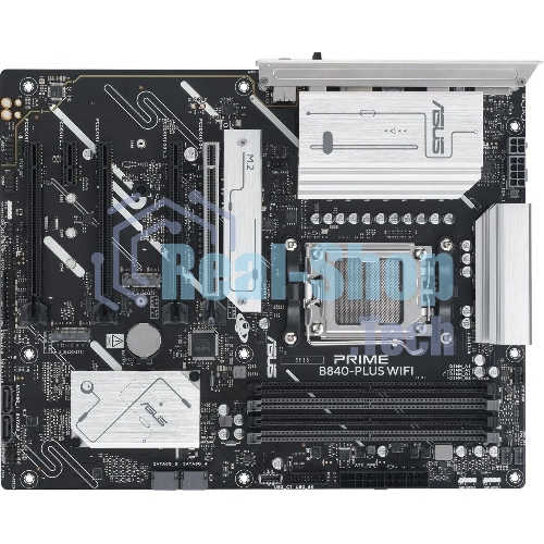 Материнская плата ASUS PRIME B840-PLUS WIFI, AM5, AMD B840, 4xDDR5, 4xSATA, 3xM.2, 1xPCIe 4.0 x16, 1xPCIe 3.0 x16, 2xPCIe 3.0 x16, 1xPCIe 3.0 x1, 1xDP, 1xHDMI, 1x 2.5Gb LAN, 8xUSB-A, 3x3.5 мм, 7.1, ATX