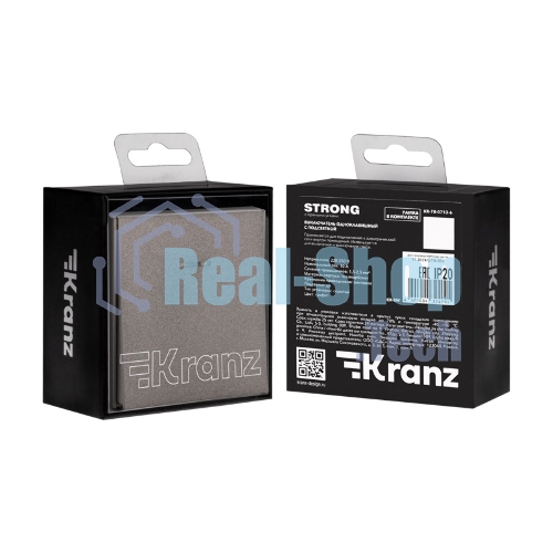 Выключатель Kranz STRONG 1 кл с подсветкой 10А с/у графит