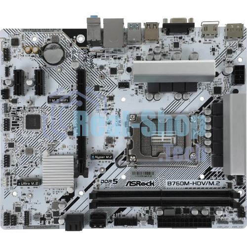 Материнская плата ASRock B760M-HDV/M.2, LGA 1700, Intel B760, 2xDDR5, 4xSATA, 2xM.2, 1xPCI-E 4.0 x16, 2xPCI-E x1, 1xDP, 1xHDMI, 1xVGA, 1x 2.5Gb LAN, 2xUSB-A 3.2 Gen 1, 3xUSB 2.0, 3x3.5 мм, 7.1, Micro-ATX