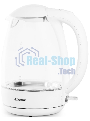Электрочайник Candy CK-300 белый, 1.8 л, 2200 Вт, скрытый нагревательный элемент