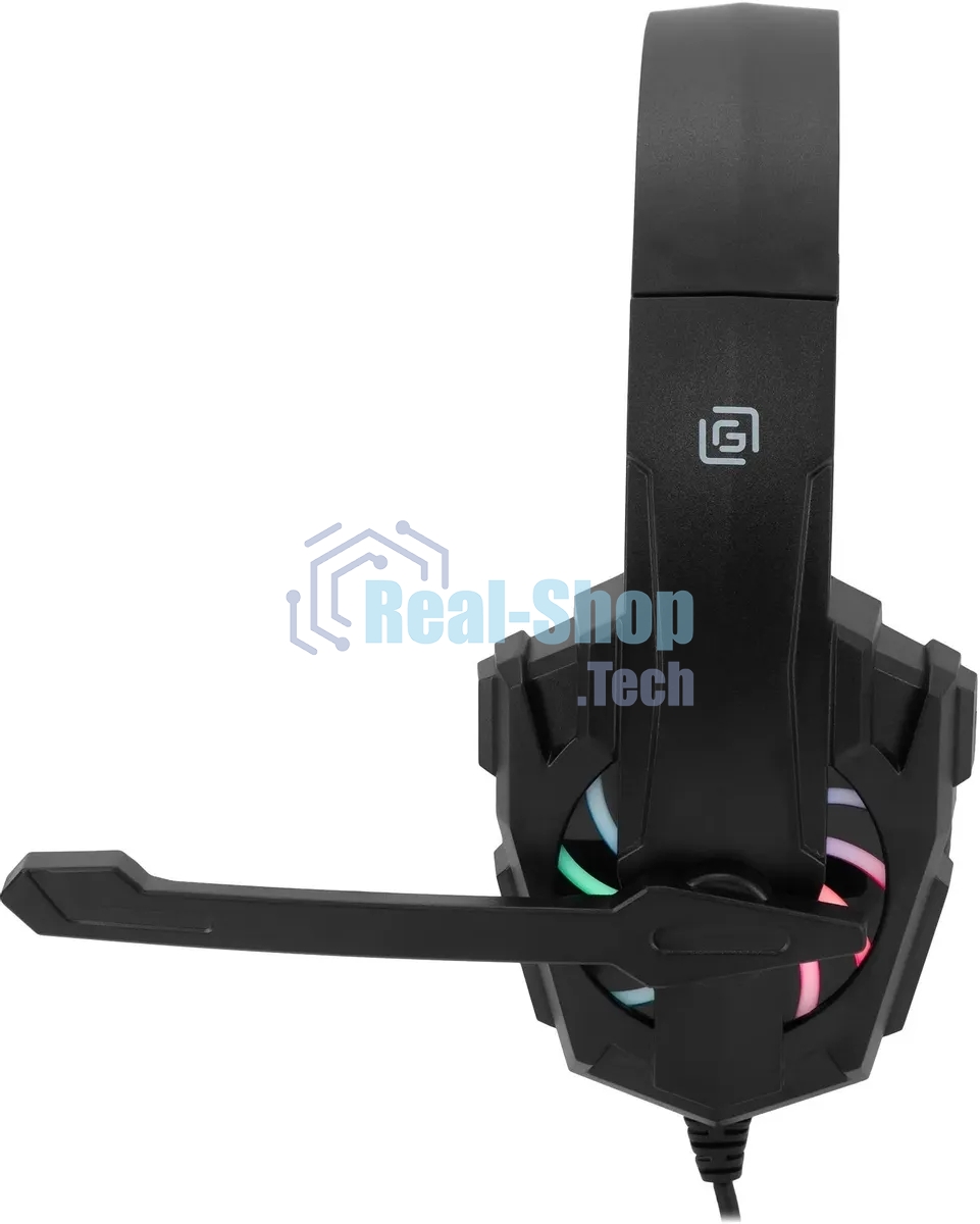 Гарнитура Oklick HS-L355G чёрный, проводная, 3.5 мм, подсветка
