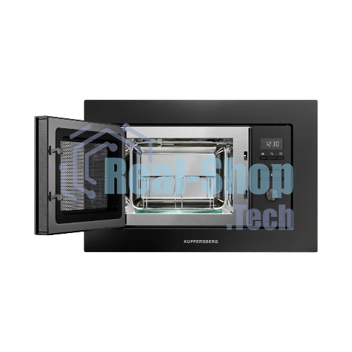 Встраиваемая микроволновая печь Kuppersberg HMW 621 B, объем 20 л, мощность 800 Вт, 5 уровней мощности, гриль, 8 автоматических программ, размораживание, кнопочное управление/утапливаемый поворотный переключатель, черный