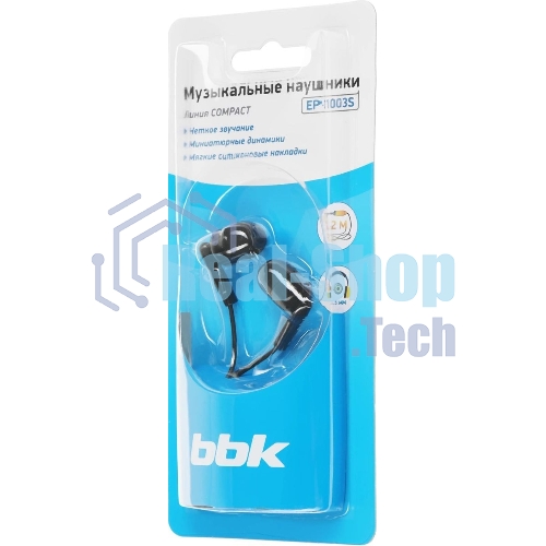 Проводные наушники BBK EP-1003S черный, вкладыши