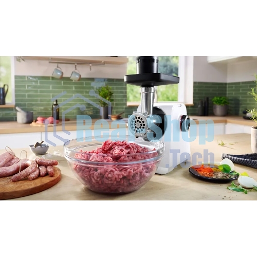 Мясорубка электрическая Bosch MFWS607W белый, 2100 Вт, 3.5 кг/мин, реверс, насадки - 4