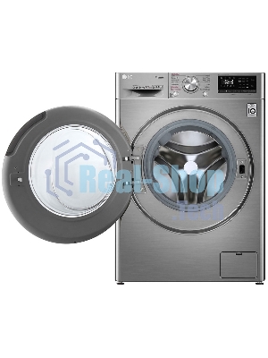 Стиральная машина LG F4V5RYP2T серебристая, загрузка фронтальная 10 кг, 1400 об/мин, класс B