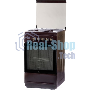 Плита Газовая Flama N FG 24239 B коричневый (стеклянная крышка) реш.чугун