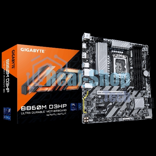 Материнская плата Gigabyte B860M D3HP, LGA 1851, Intel B860, 4xDDR5, 4xSATA, 2xM.2, 1xPCIe 5.0 x16, 2xPCIe x1, 1xHDMI, 1xDP, 1x 1Gb LAN, 3xUSB-A 3.2 Gen 1, 3xUSB-A 2.0, 1xUSB-C 3.2 Gen 1, 3x3.5 мм, 7.1, mATX
