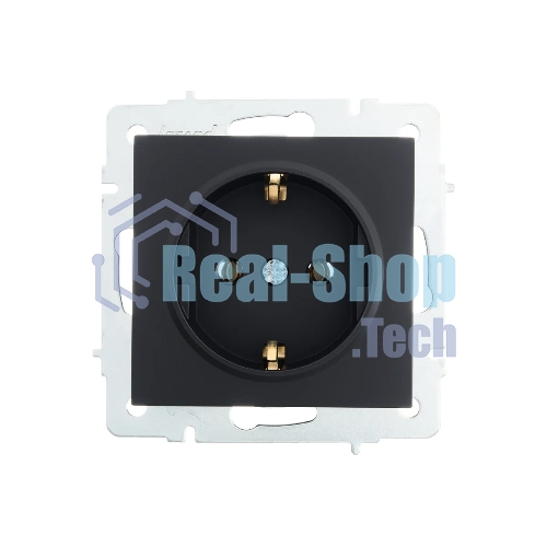 Розетка 1-м СП Vesna с заземл. ПБТ механизм черный бархат LEZARD 742-4288-122B