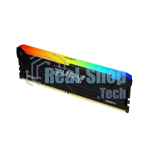 Оперативная память Kingston Fury Beast, DDR4, 16GB (1x16GB), 3200MHz, CL16, DIMM, радиатор, RGB, черный