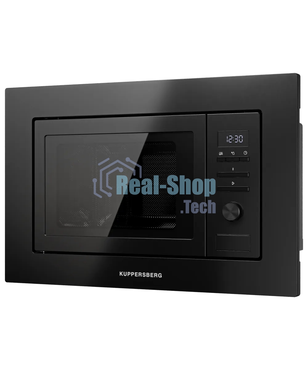 Встраиваемая микроволновая печь Kuppersberg HMW 621 B, объем 20 л, мощность 800 Вт, 5 уровней мощности, гриль, 8 автоматических программ, размораживание, кнопочное управление/утапливаемый поворотный переключатель, черный