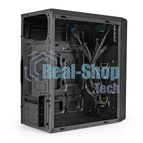 Компьютерный корпус Minitower ExeGate mEVO-7803-XP400 (mATX, БП XP400 с вент. 12см, 2*USB+1*USB 3.0, HD аудио, черный, 2 вент. 12см с RGb подсветкой)