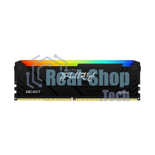Оперативная память Kingston Fury Beast, DDR4, 16GB (1x16GB), 3200MHz, CL16, DIMM, радиатор, RGB, черный