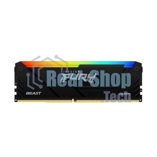 Оперативная память Kingston Fury Beast, DDR4, 16GB (1x16GB), 3200MHz, CL16, DIMM, радиатор, RGB, черный