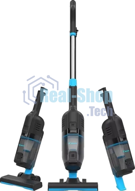 Пылесос вертикальный Candy CVC600B-C черный/голубой, питание от сети, 600 Вт, уборка сухая, пылесборник 0.8 л