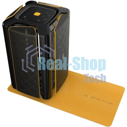 Компьютерный корпус без блока питания Geometric Future Model 2 The Ark, Mini-Tower, no fans, 3xUSB-A 3.0, 1xUSB 3.2 Type-C, mATX, mITX Black/Gold