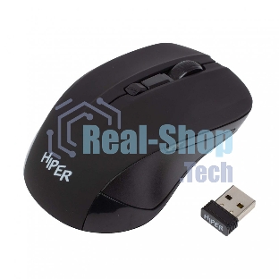 Мышь беспроводная HIPER HOMW-101, 1000-1600 dpi, оптический, 4 кнопки, Soft-touch покрытие, USB-приемник, 2,4 ГГц, батарея 1хАА, черный (HOMW-101)