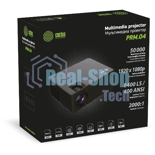 Проектор Cactus CS-PRM.04B.WUXGA-A LCD 400Lm ANSI (1920x1080) 2000:1 ресурс лампы:50000часов 1xUSB typeA 1xHDMI 2.5кг