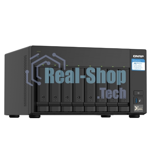 Сетевое хранилище без дисков SMB QNAP TS-832PX-4G 8-Bay NAS, AL324 64-bit quad-core 1.7GHz, 4Gb DDR4 SO-DIMM RAM (up to 1x16 Gb), 8 x 3.5