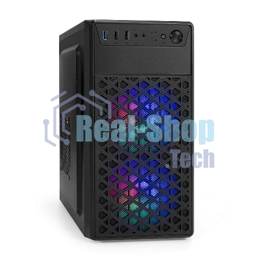 Компьютерный корпус Minitower ExeGate mEVO-7803-XP400 (mATX, БП XP400 с вент. 12см, 2*USB+1*USB 3.0, HD аудио, черный, 2 вент. 12см с RGb подсветкой)