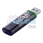 Флешка USB SmartBuy Glossy Dark Grey (SB128GbGS-DG), 128Gb, USB 3.0/3.1, R/W 75/25, черный/зеленый