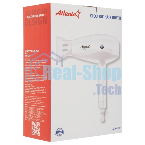 Фен Atlanta ATH-6787 белый, 2000 Вт