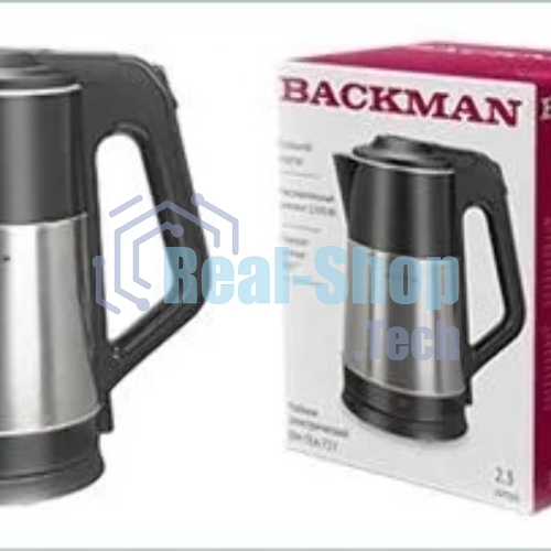Чайник электрический BACKMAN BM-TEA 727 2,3 л, 2200 Вт, серебристый/черный